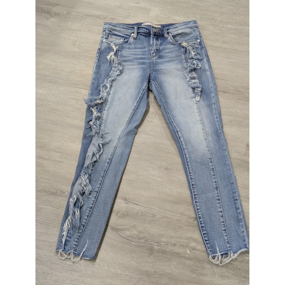 Chelsea Violet Jeans Womens 28 Blue Distressed Raw Hem High Rise Denim Pants - Picture 1 of 10